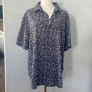 Men's Navy and White Floral Casual Shirt